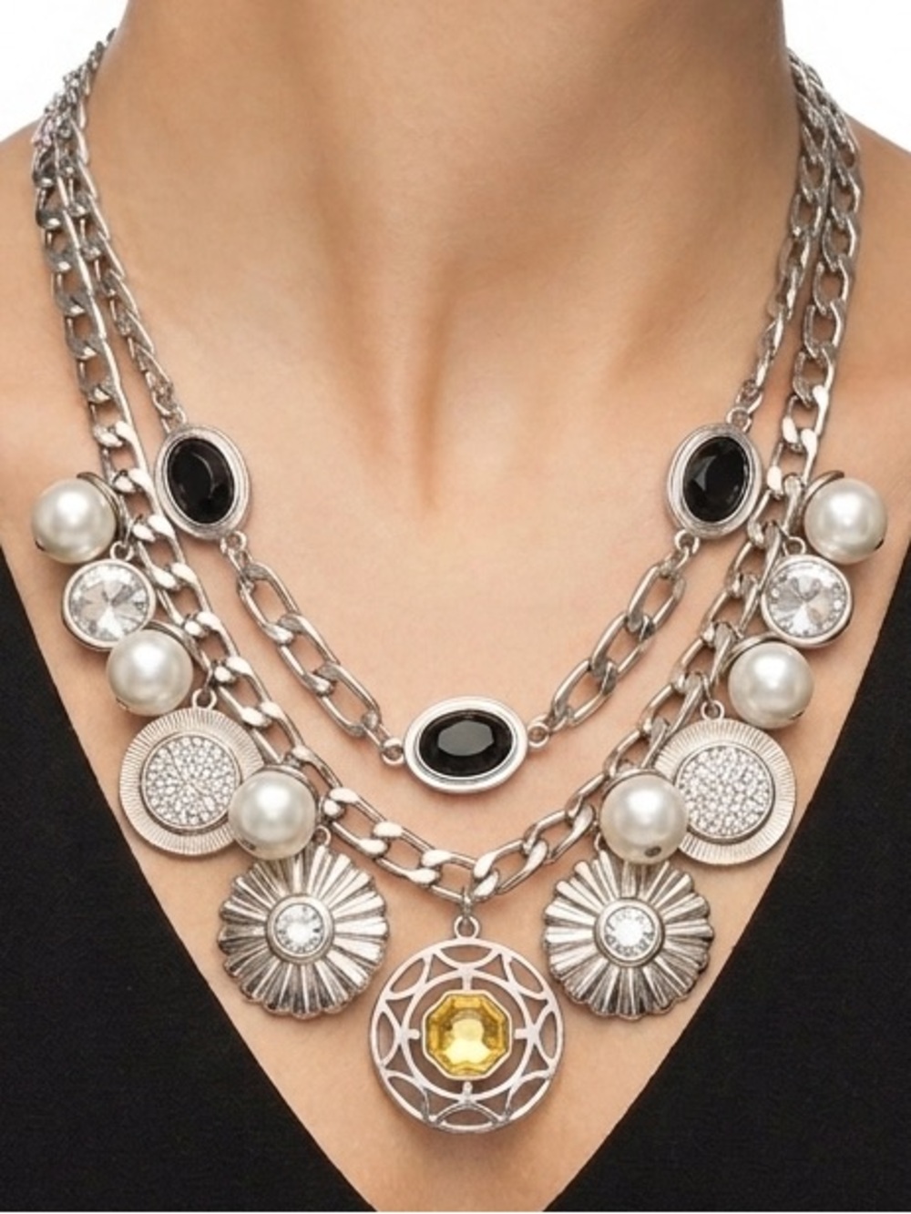 WHBM Convertible Double Strand Statement Necklace System - 18 Charms